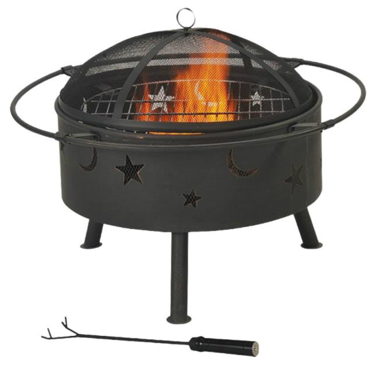 Seasonal Trends FT-112 Round Outdoor Firepit, Black, 32 in