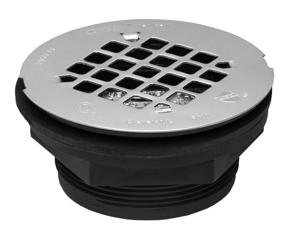 Oatey No-Calk Stainless Steel Strainer ABS Shower Drain, 2", Black