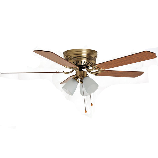 Boston Harbor CF-78049L Hugger Three Light Ceiling Fan, 52", Antique Brass