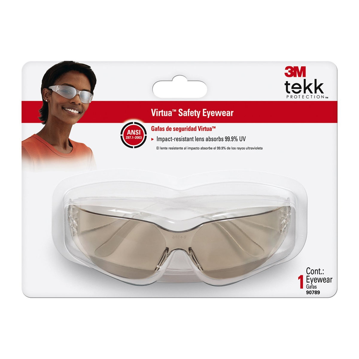 3M 90789-80025T Tekk Protection Virtua Safety Eyewear w/Indoor/Outdoor Mirror Lens