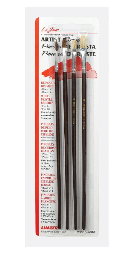 Linzer A444 Artist Art Brush, 4 Piece Set