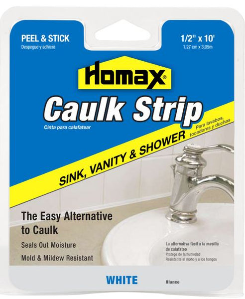 Homax 34038 Wall & Counter Caulkstrip, White, 10&#039;