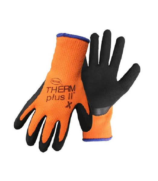 Boss 7843M Thermal Plus II High-Vis Latex Coated Palm Glove, Black/Orange