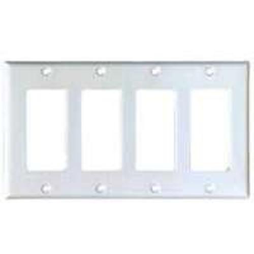 Cooper Wiring PJ264W 4-Gang Decorator/Gfci Wall Plate With White Finish, Mid-size - 4.875" x 8.563"