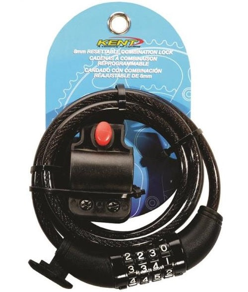 Kent 67222 4-Digit Combination Lock with 6' Cable, Black