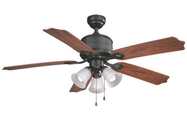 Boston Harbor AC362+3L-NI-3L Reversible 5-Blade Ceiling Fan, 52", Natural Iron