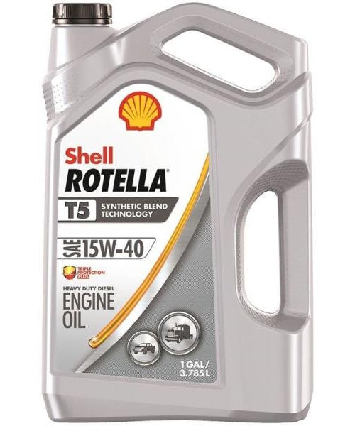 Shell 550045348 Rotella T5 Synthetic Blend Heavy Duty Engine Oil, Gallon