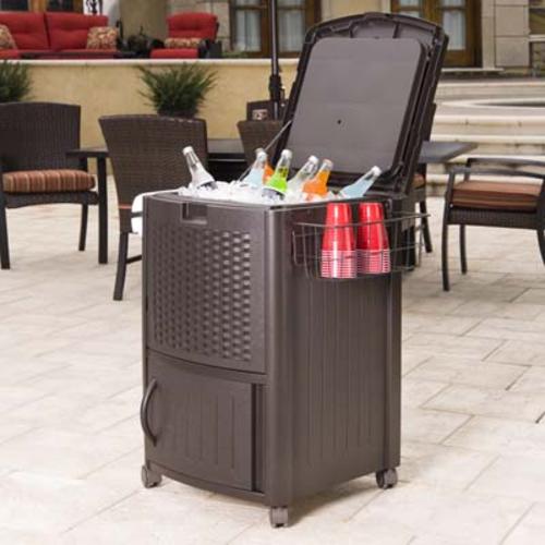 Suncast 60511 Resin Wicker Cooler W/Cabinet, 36"x24"x22"