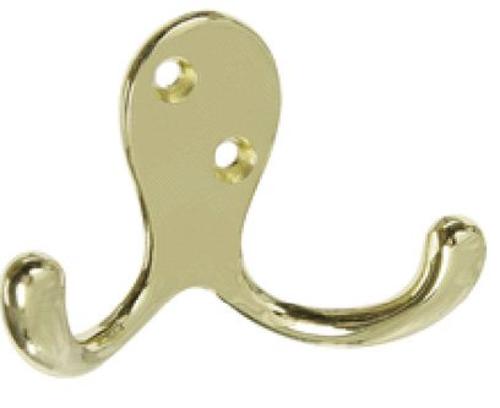 Stanley Hardware S806-596 Double Prong Robe Hook, Polished Brass, 3"