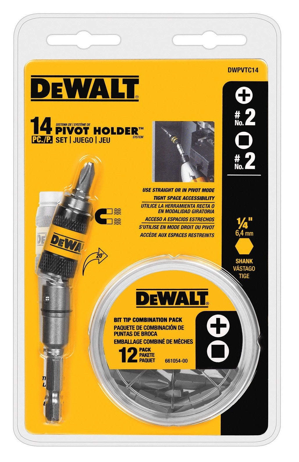 DeWalt DWPVTC14 Pivot Holder Screwdriver Bit Set 14 Piece