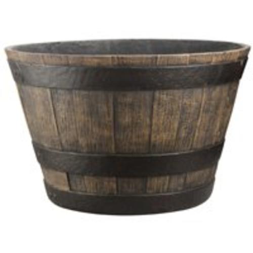 Mintcraft PT-033 Whiskey Barrel Planter, 16"x10-1/4", Weathered Oak