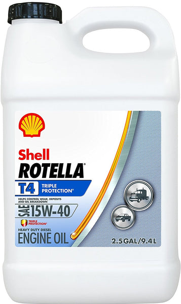 Shell 550045127 Rotella T4 Triple Protection Motor Oil, 2.5 Gallon