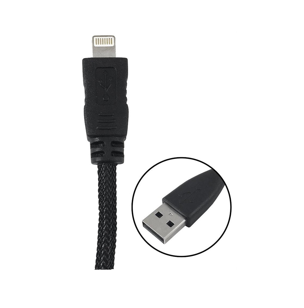 AmerTac PM1003U8BB Braided Lightning 8-pin To USB A Cable, Black, 3 Feet L