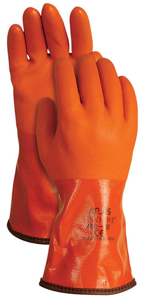 Atlas Glove 460L-09.RT Snow Blower PVC Insulated Gloves, Orange, Large