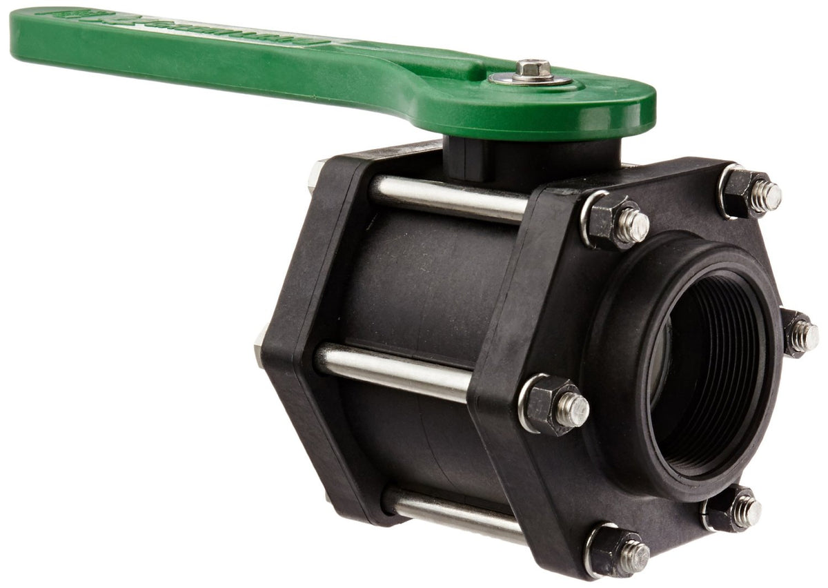 Green Leaf V 200 FP Polypropylene Bolted Ball Valve, 2" NPT Female