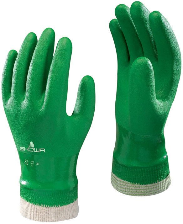 Showa 600S-07.RT Atlas 600 Dipped PVC Work Gloves, Small, Green