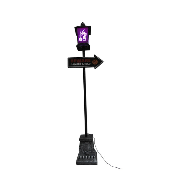 Santas Forest 27472 Beware & Danger Halloween Lamp Post, 6 Ft