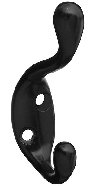 National Hardware S806-612 V8005 Heavy Duty Coat/Hat Hook, Black, 0.8" W X 3-1/2" H