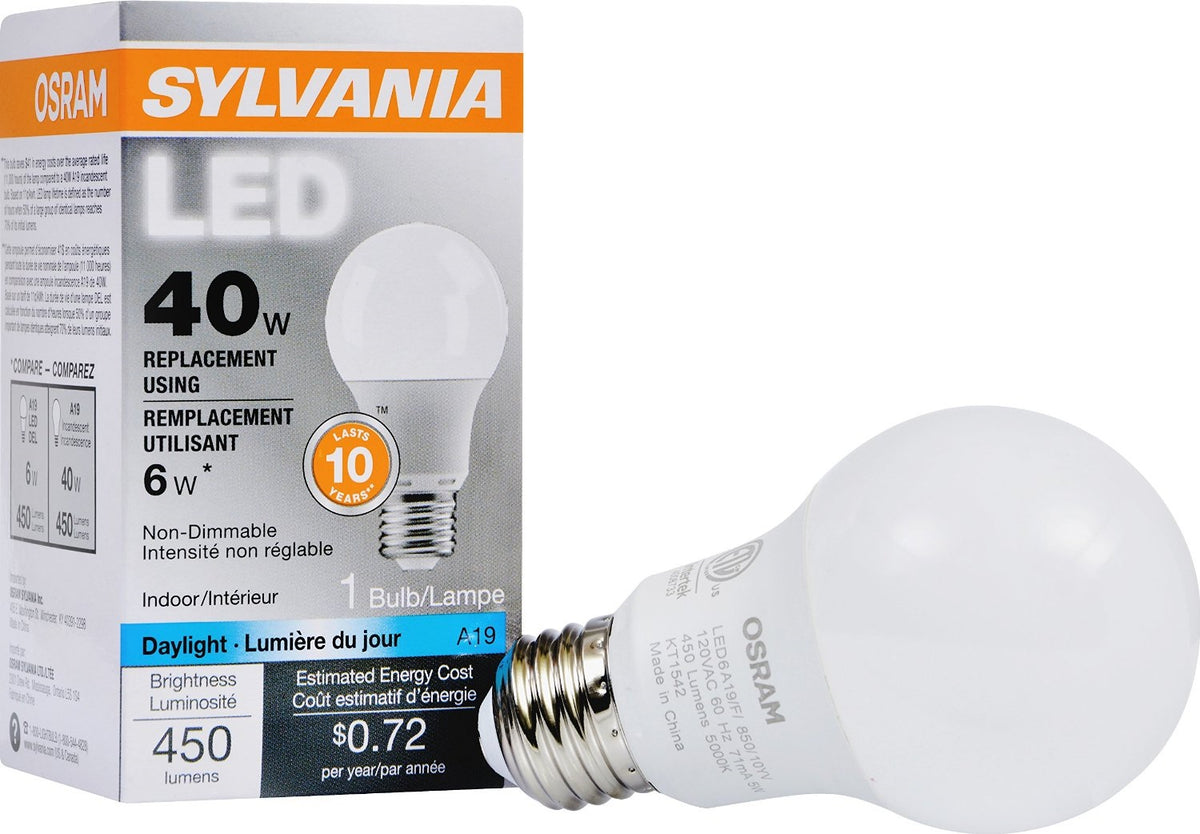 Sylvania  74080 A19 Dimmable Ultra LED Light Bulb, 40 Watt, 120 Volts