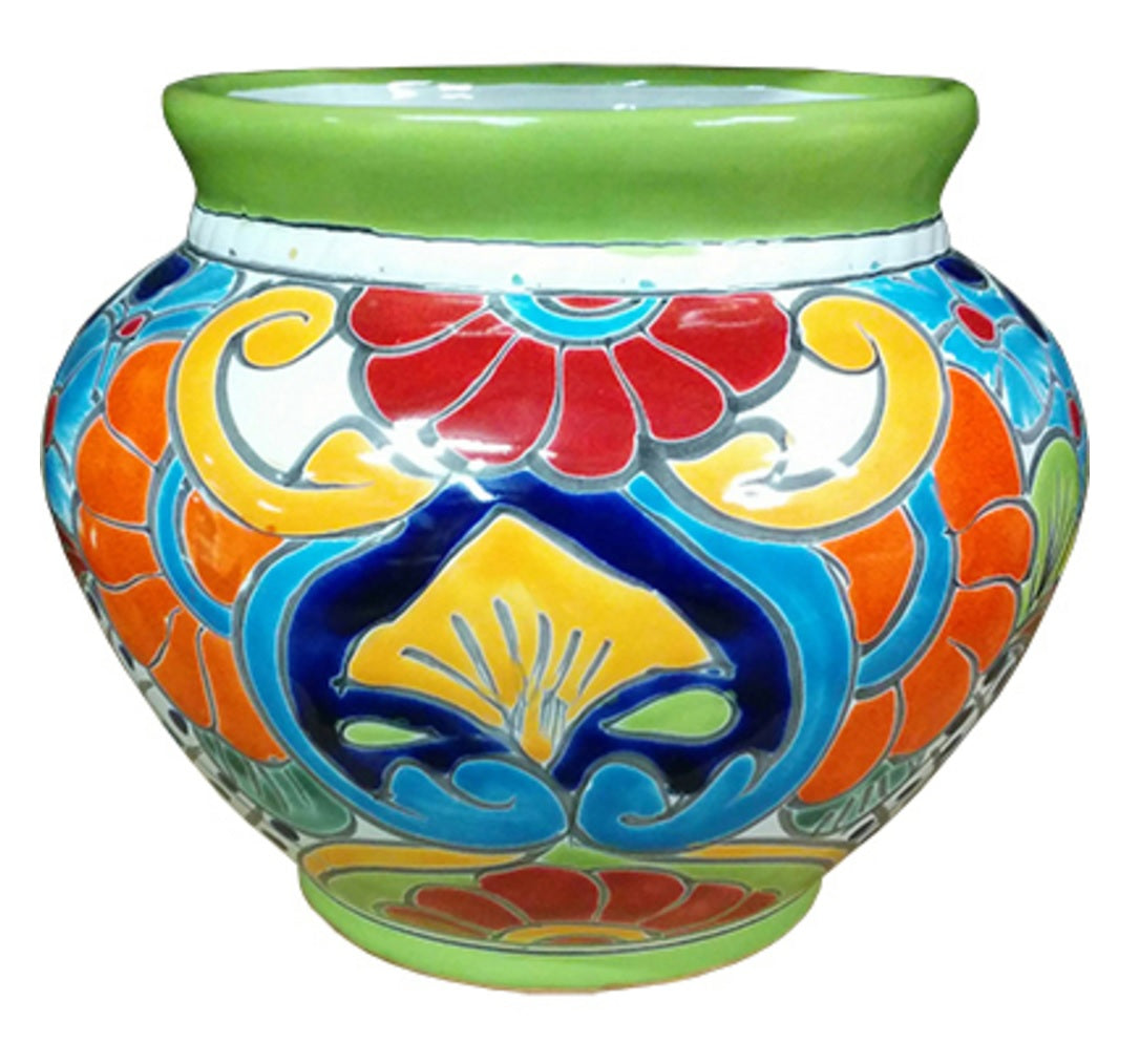 Avera APG112085 Talavera Trenza Hand Painted Planter, 8.5 inch