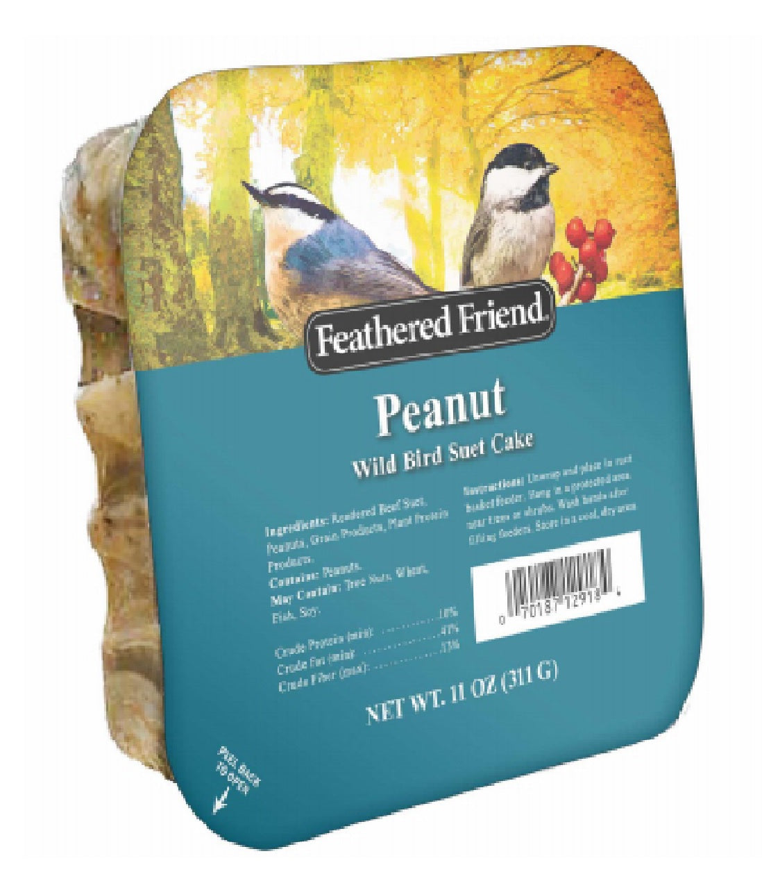 Feathered Friend 14372 Peanut Wild Birds Suet Cake