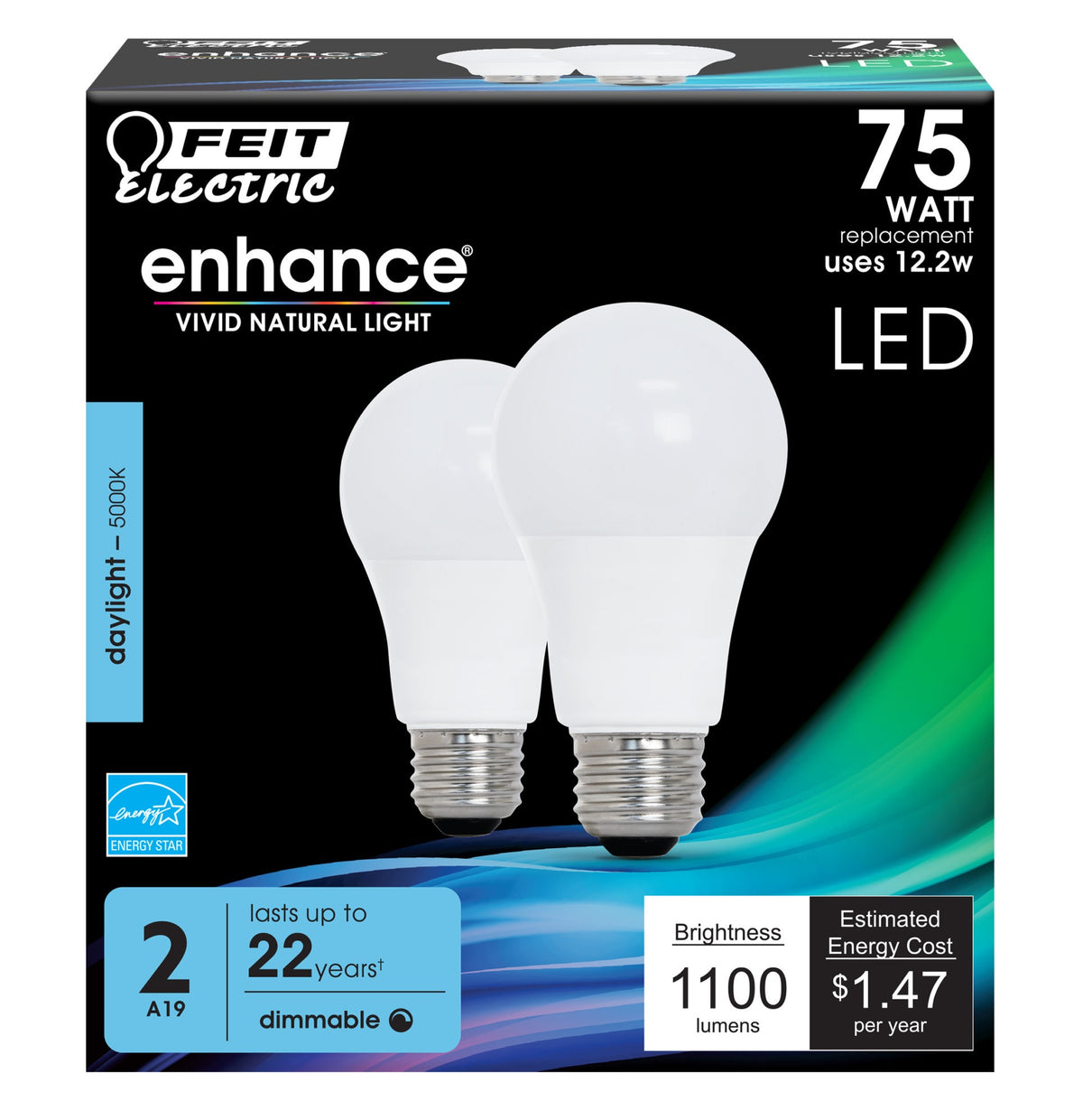 Feit Electric OM75DM/950CA/2 Enhance Dimmable LED Light Bulb, 12.2 Watts