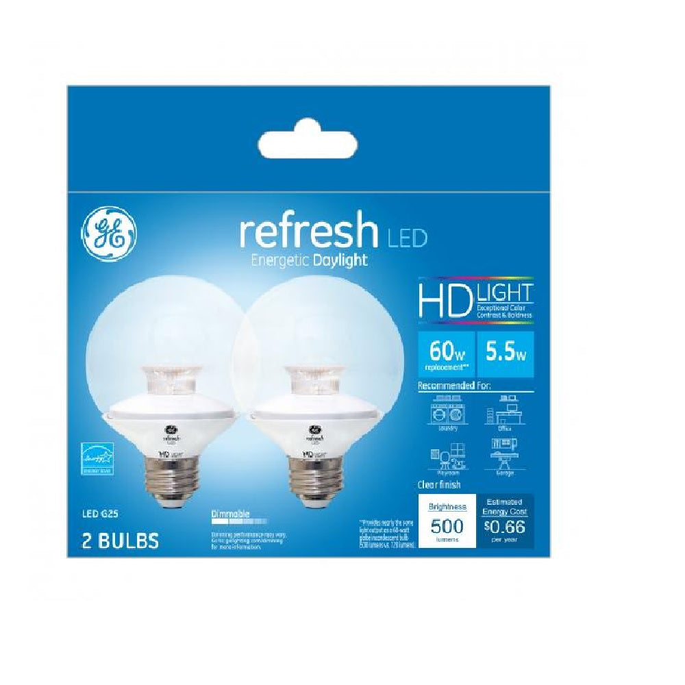 GE 31705 G25 Refresh HD LED Light Bulbs, 5.5 Watts