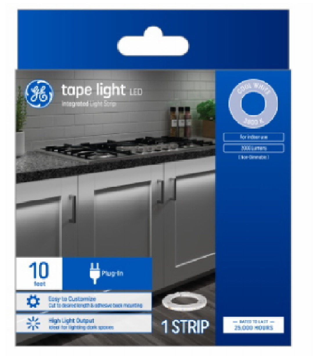 GE 93129117 LED Tape Light, 25 Watts, 10 Feet