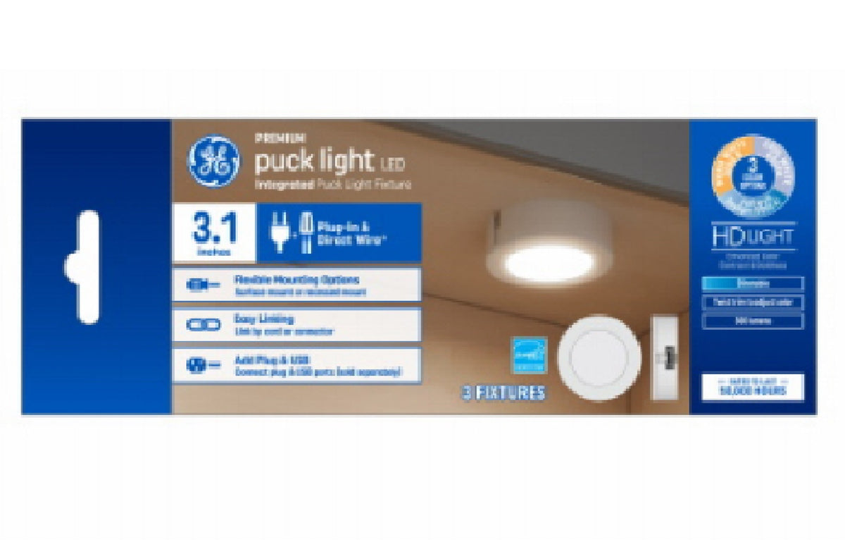 GE 93129103 Puck Light, White