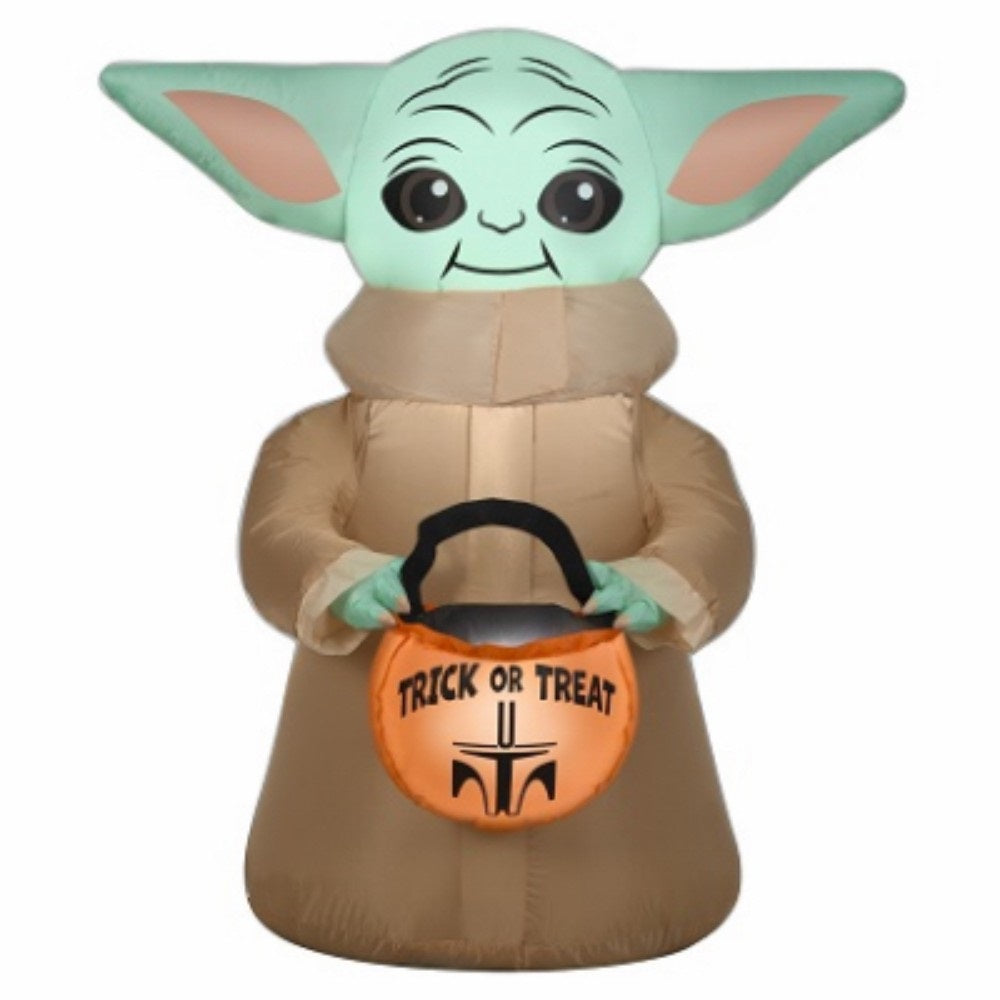 Gemmy 228688 Halloween Airblown Inflatable Standing Grogu with Treat Sack, 3.5 Feet