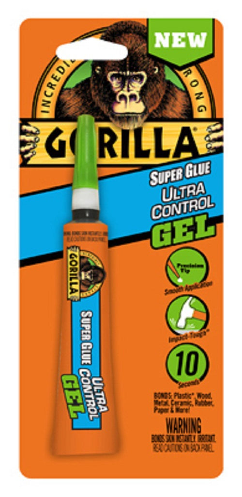 Gorilla 109804 No Drip Super Glue, Gel, Clear, 15 g Tube