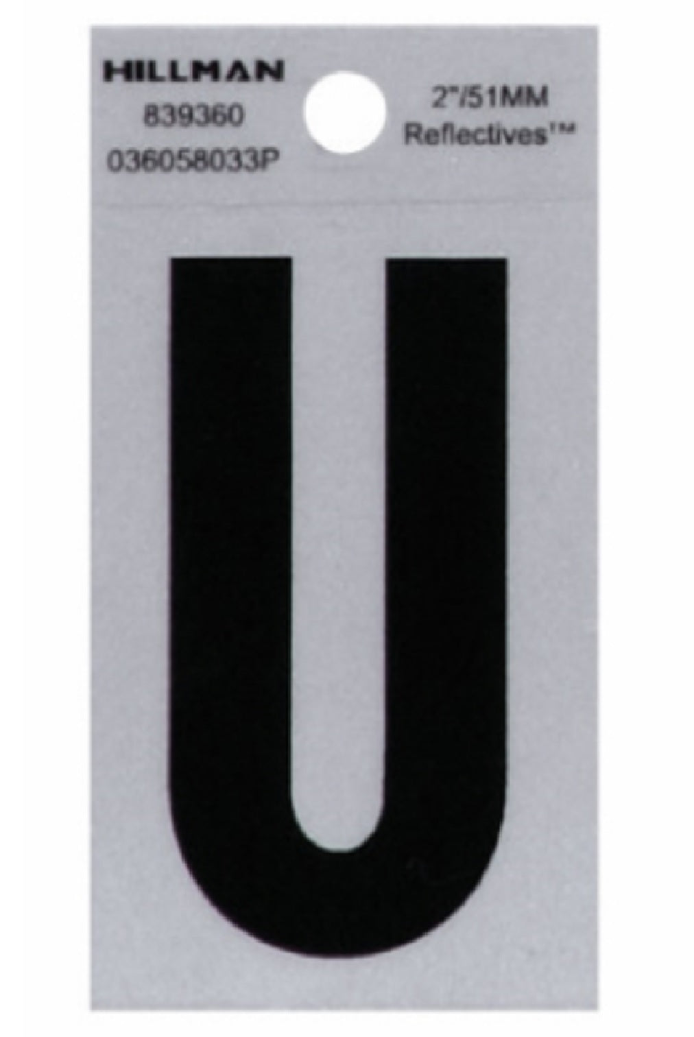 Hillman Fasteners 839360 Mylar Adhesive Reflective Vinyl Letter U, 2 Inch