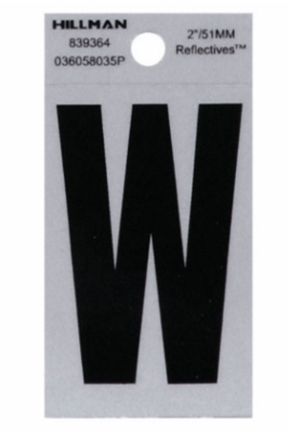 Hillman Fasteners 839364 Mylar Adhesive Reflective Vinyl Letter W, 2 Inch