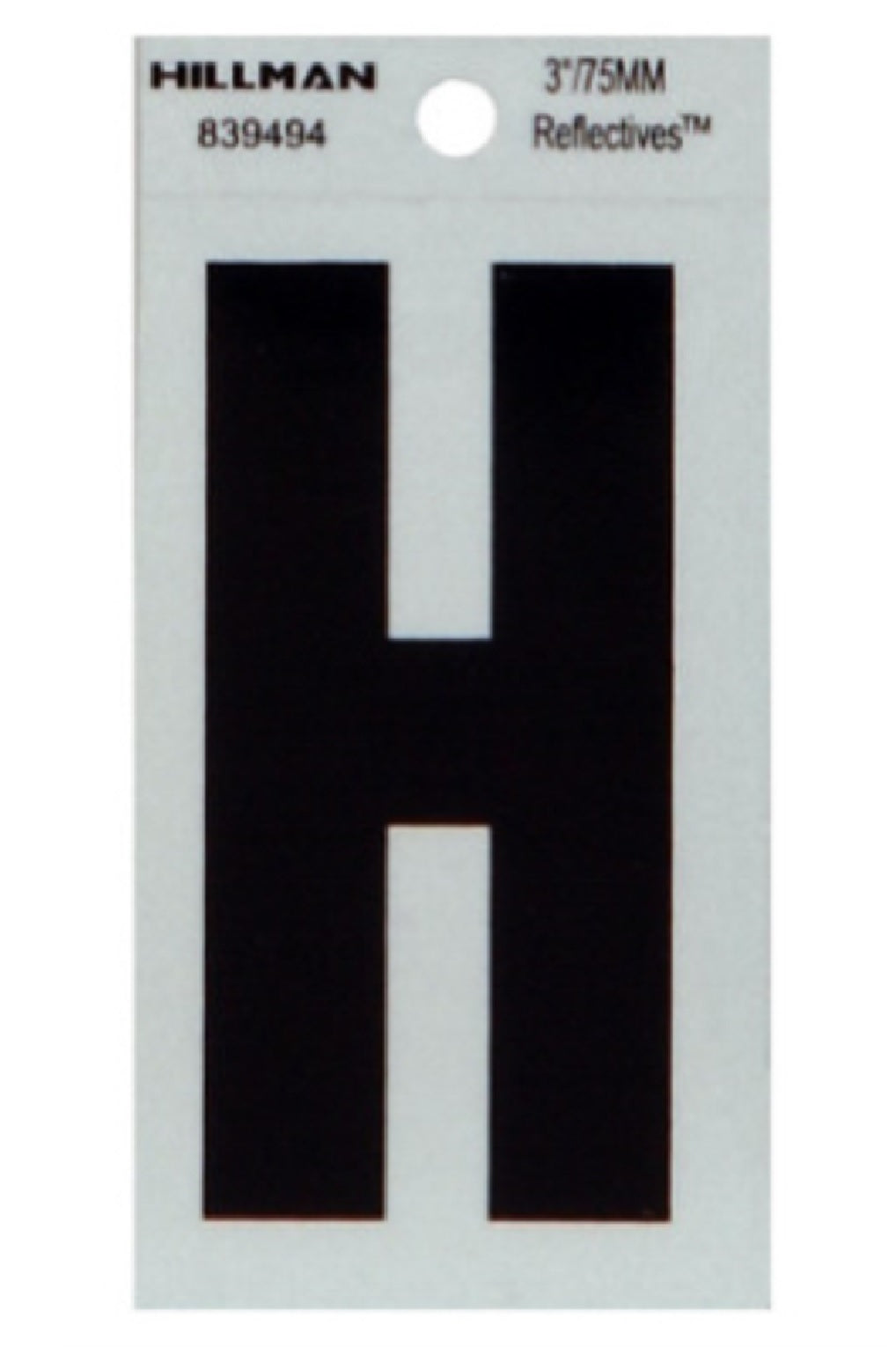 Hillman Fasteners 839494 Reflective Adhesive Vinyl Letter H Sign, 3 Inch