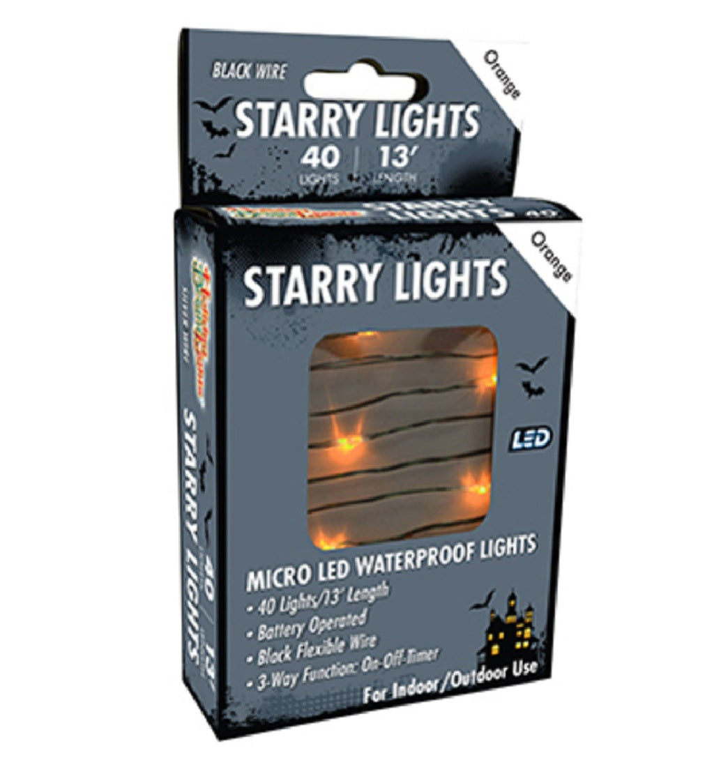 Holiday Bright Lights MIC-BLK-40-OR Halloween LED Micro Light Set, Orange