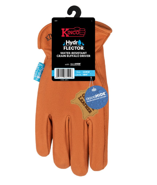 Kinco 381P-L Buffalo Leather Elastic Work Gloves, Large