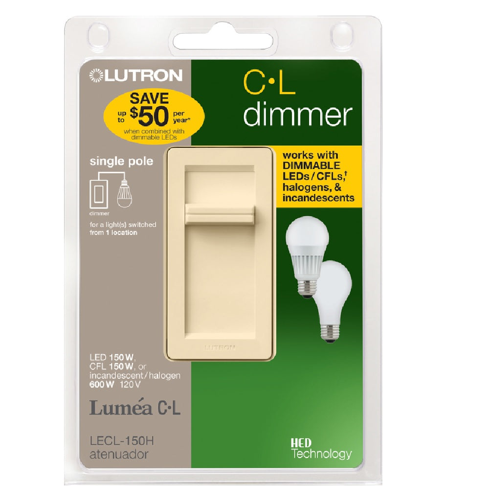 Lutron LECL-150H-LA Lumea Slide Dimmer Switch, Light Almond