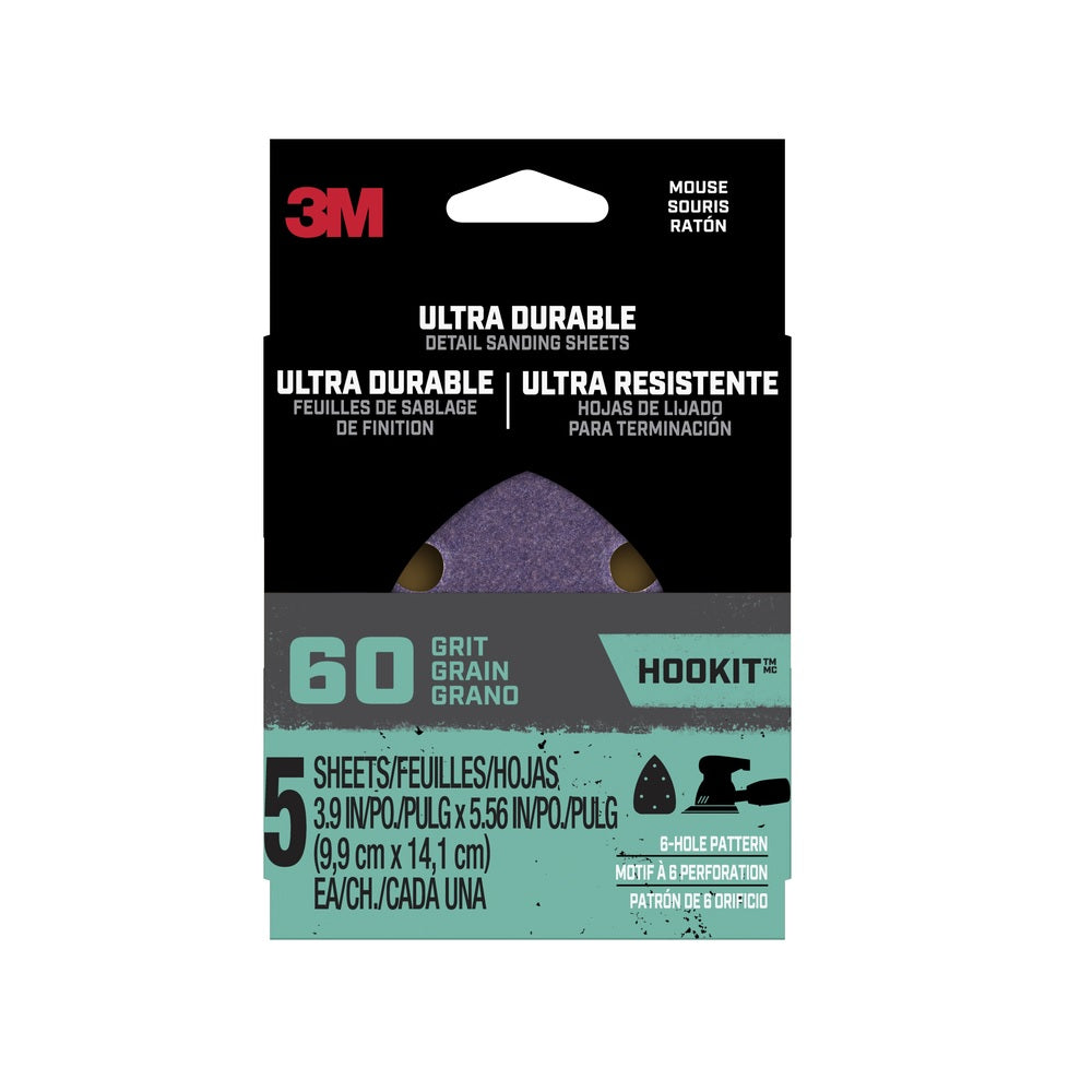 3M 27381 Ultra Durable Ceramic Mouse Sandpaper, 60 Grit