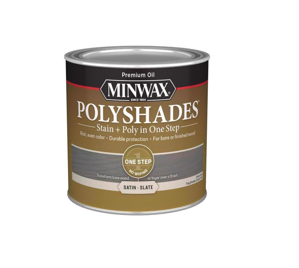 Minwax 213984444 PolyShades Stain and Polyurethane Finish, Slate, 1/2 Pint