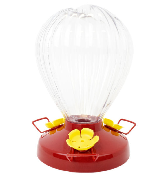 Perky-Pet 273B Fluted Balloon Hummingbird Bird Feeder, Red, 32 Oz