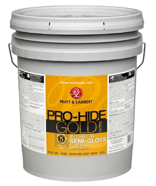 Pratt & Lambert 0000Z8389-20 Pro-Hide Gold Semi-Gloss Latex Interior Paint, 5 Galllon