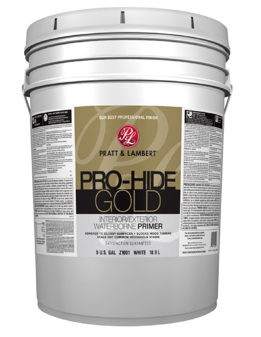 Pratt & Lambert 0000Z1001-20 Pro-Hide Interior/Exterior Waterborne Primer, 5 Gallon