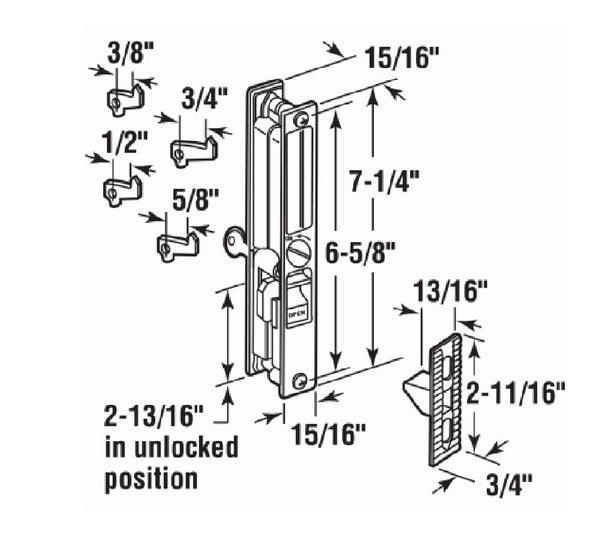 Prime Line C 1123 Patio Door Flush Handle with Mid-Body Latch, Black ...