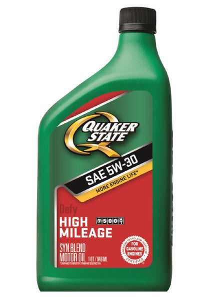 Quaker State 550043276 High Mileage 5W-30 Blend Motor Oil, 1 Quart