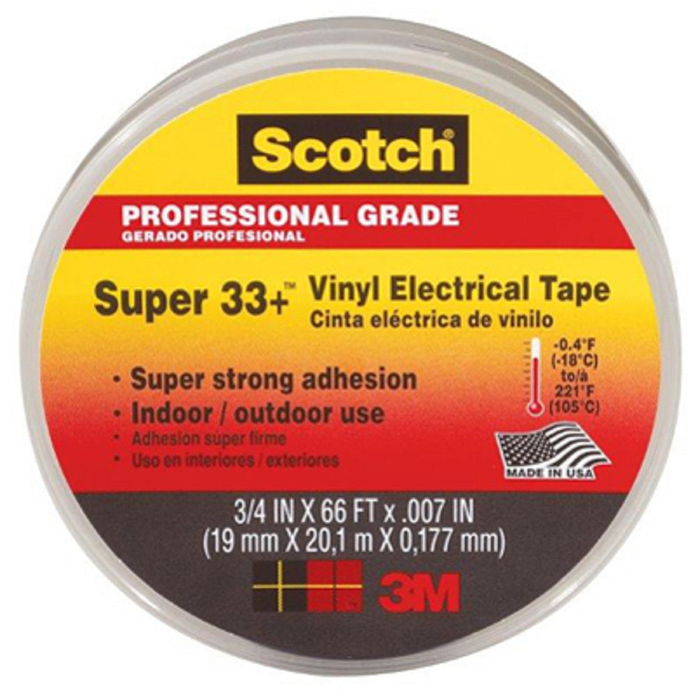 Scotch Super 33+ 3/4 x 66-ft Black Vinyl Electrical Tape