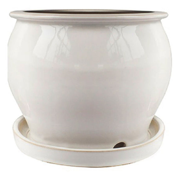 Trendspot DB10021-08L Glazed Ceramic Studio Pot, Cream White