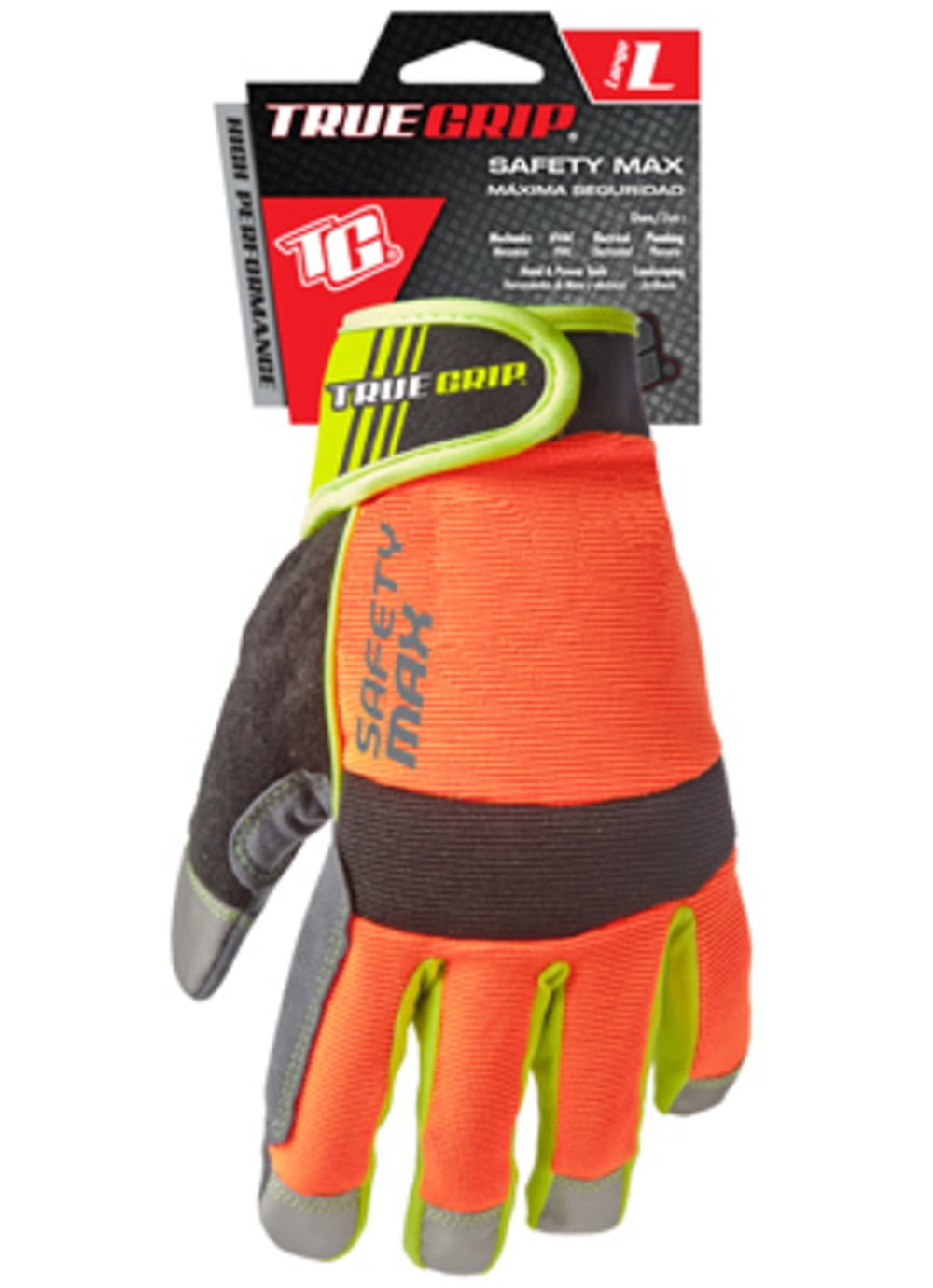 True Grip Hi-Viz Cut Resistant Gloves, Men's L