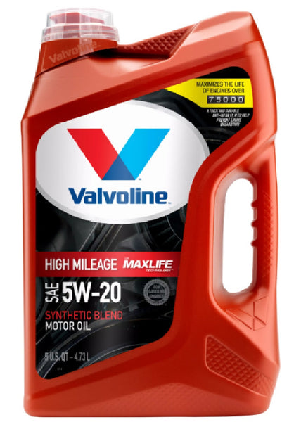 Valvoline 881162 5W-20 High Mileage Synthetic Blend Motor Oil, 5 Quart