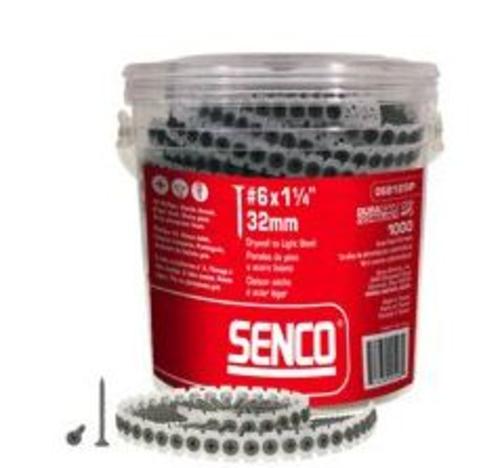 Senco 06B125P Collated Drywall Screws, Steel, Gray, 6 x 1-1/4