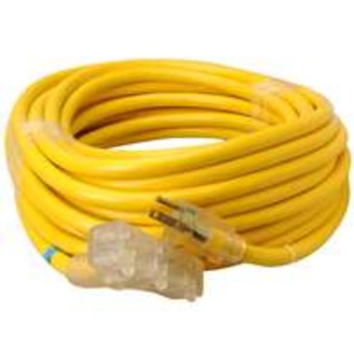 Coleman Cable 04388 Tri-Source Triple End Extension Cord With Life, 50'